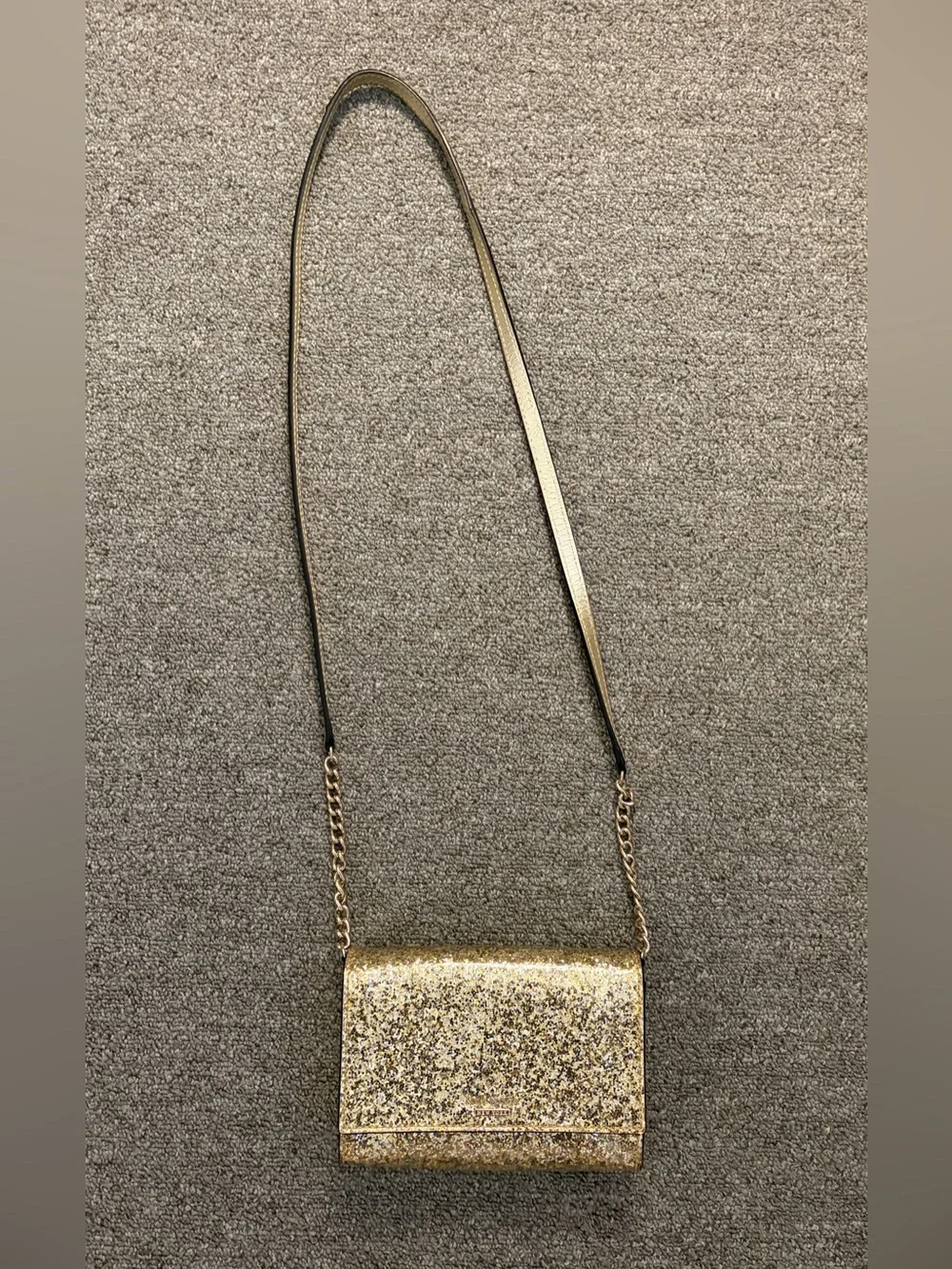 kate spade Gold Glitter Crossbody with Chain Strap